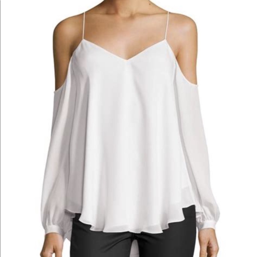 Haute Hippie Cold Shoulder Silk Blouse